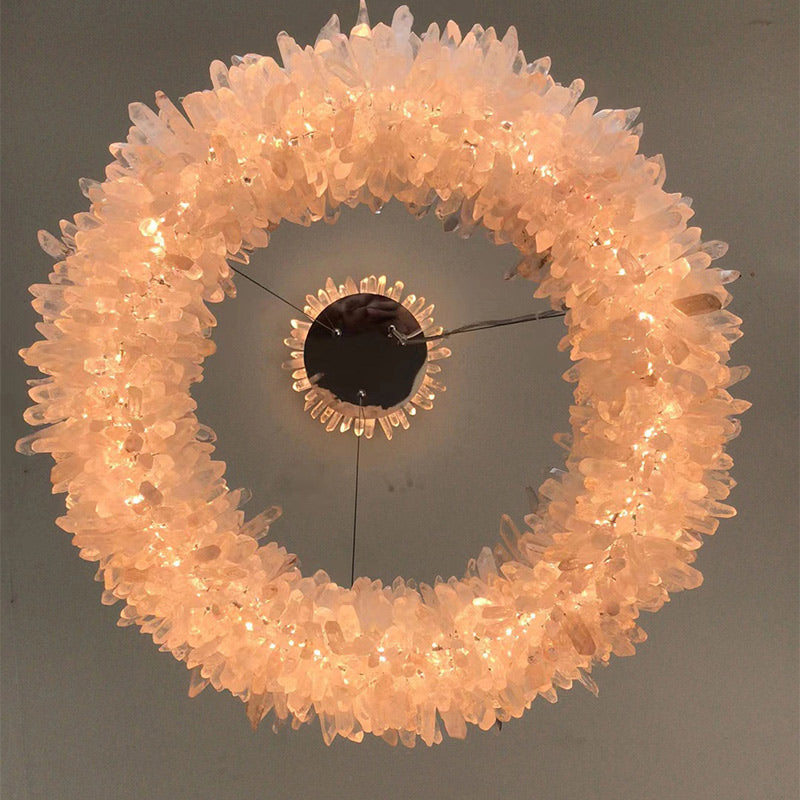 Vosa Modern Round Clear Geode Quartz Crystal Ring Chandelier - view 2
