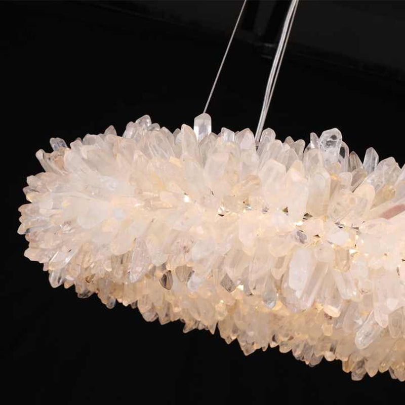 Vosa Modern Round Clear Geode Quartz Crystal Ring Chandelier - view 5
