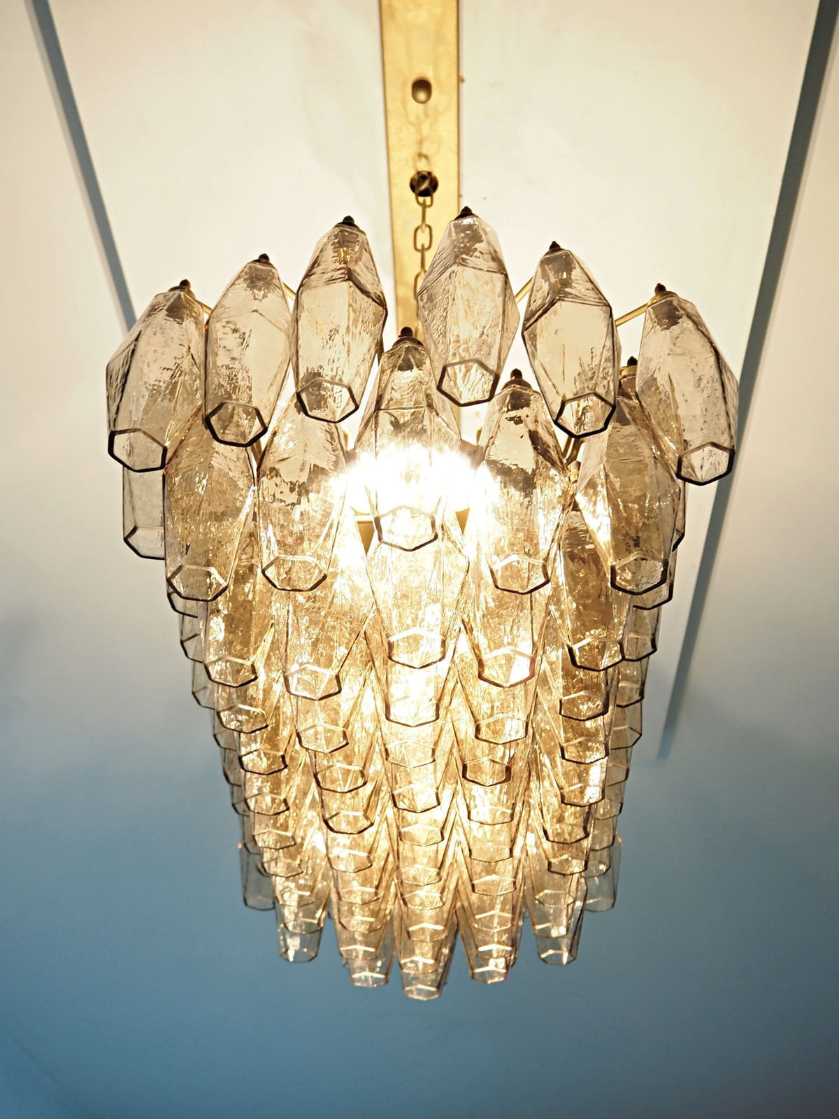 Murano-Style Chandelier – Poliedri – 84 glasses – Smoked