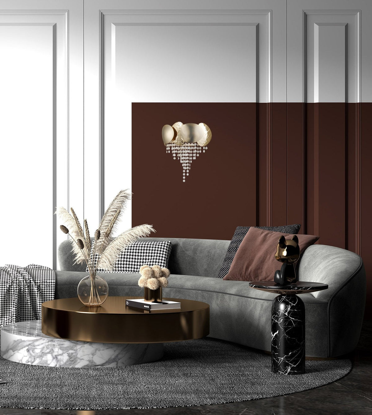 Amadeo Brass Crystal Sconce, K9 crystal wall sconce - view 5