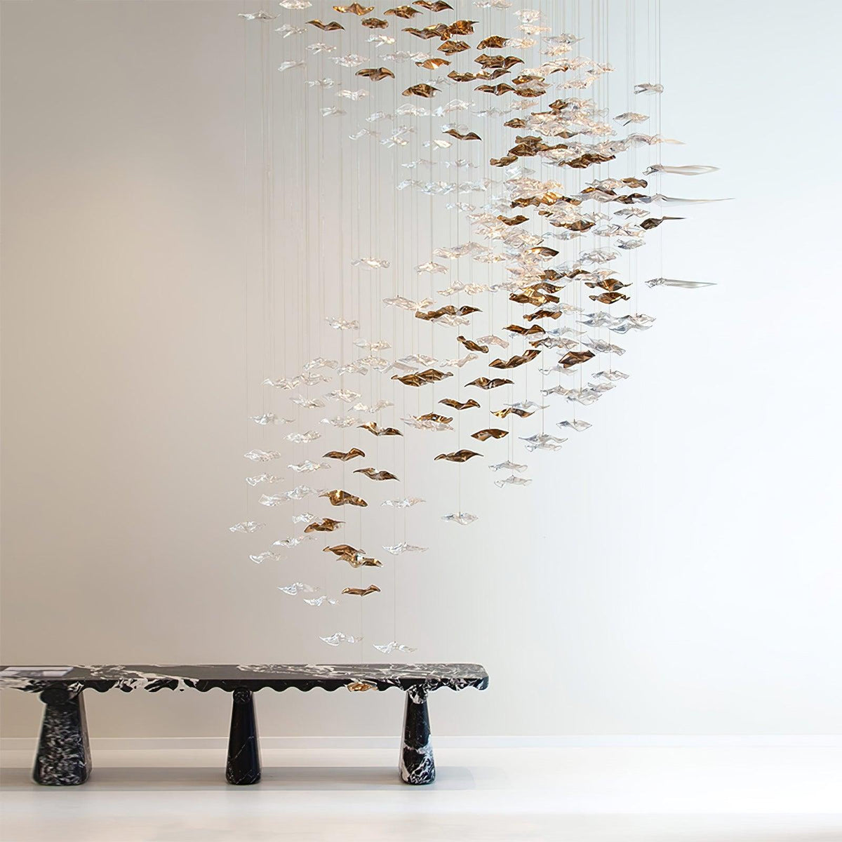 Calliope Coastal Sands Wave Glass Chandelier, Artisic Handmade Glass Chandelier
