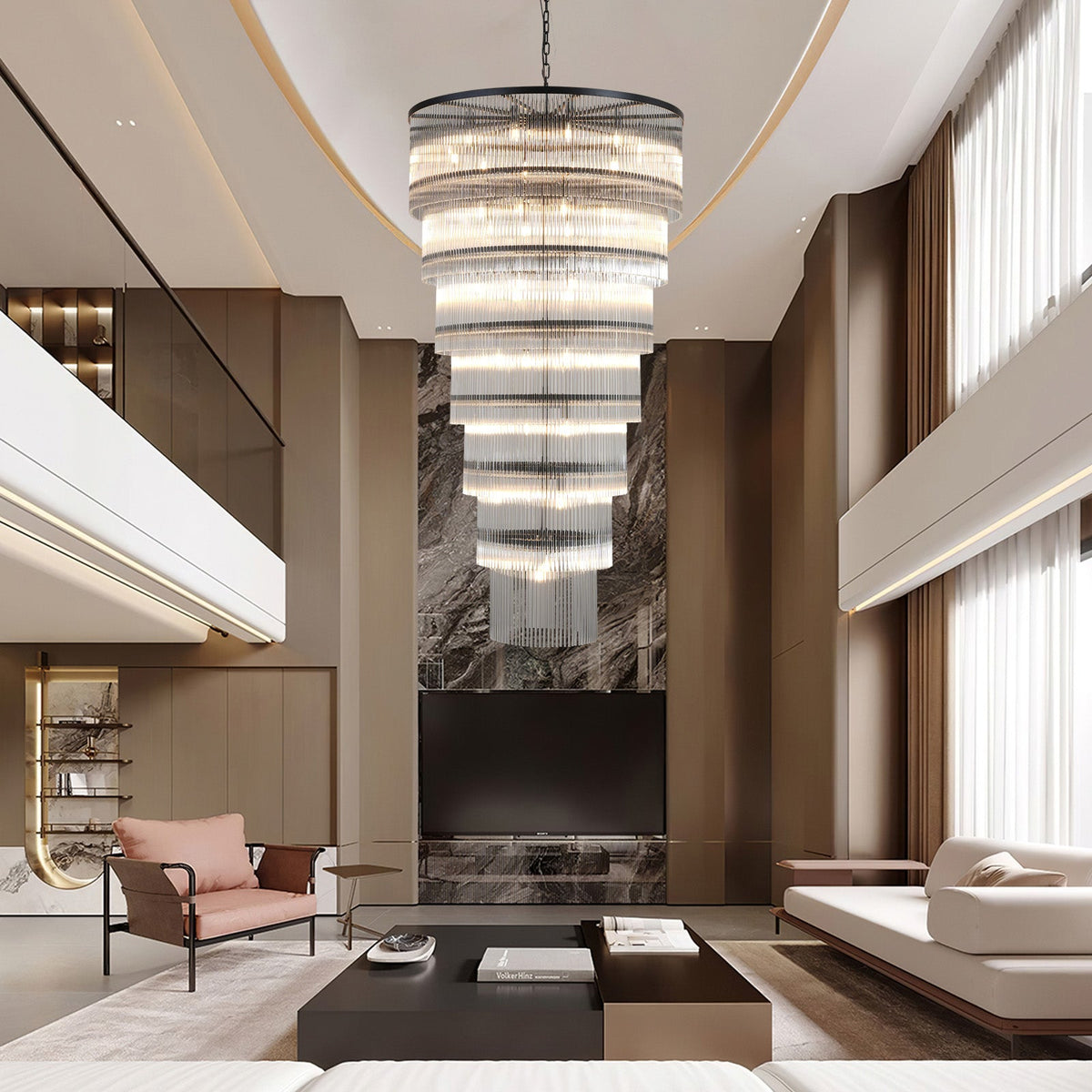 Seven-Tier Striped Column Staircase Chandelier D990 - Black - view 4