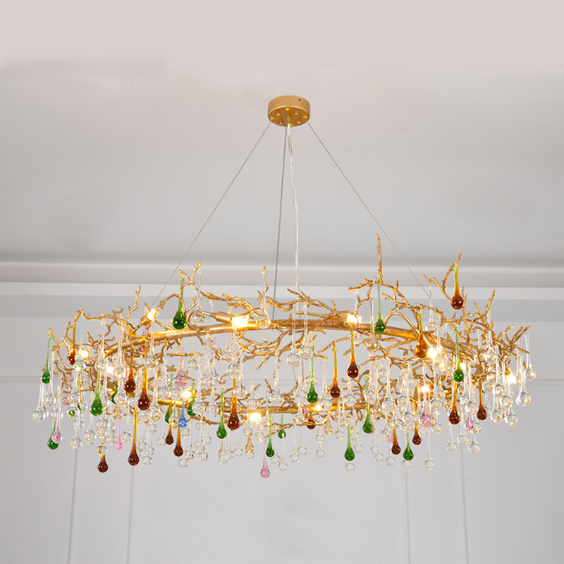 Avis Colorful Crystal Raindrop Branch Chandelier