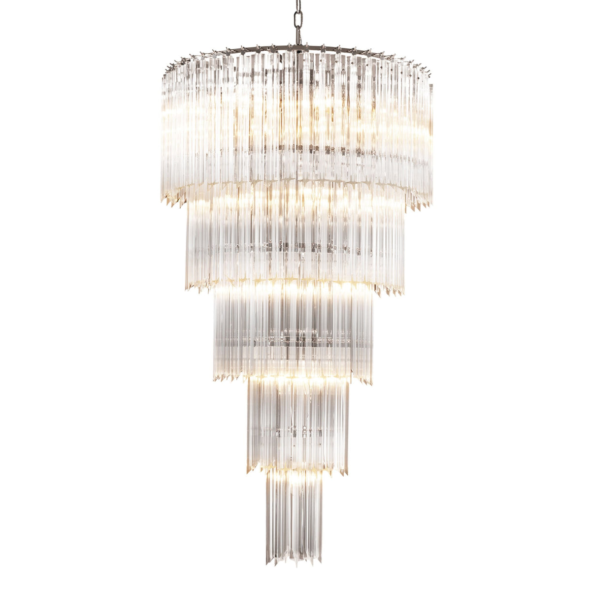 Bethel Modern Glass Chandelier - Nickel