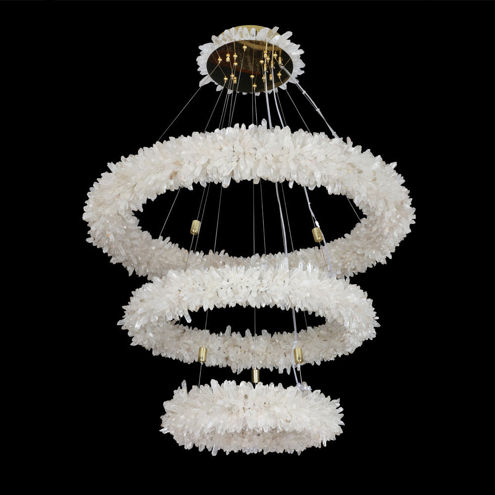 Rosalie Modern 3 Tiers Modern Geode Quartz Crystal Rings Chandelier (24+36+48) Inch, three-tier - view 2