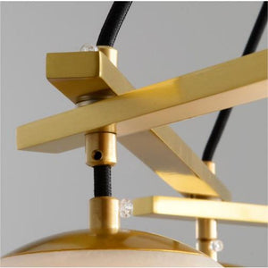 Alabaster Modern Structural Ball Chandelier, in brass & alabaster - view 2