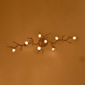 Modern Linear Glass Ball Branch Semi Flush Chandelier, brass in brass - view 2