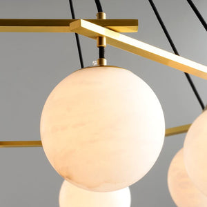 Alabaster Modern Structural Ball Chandelier, in brass & alabaster - view 9