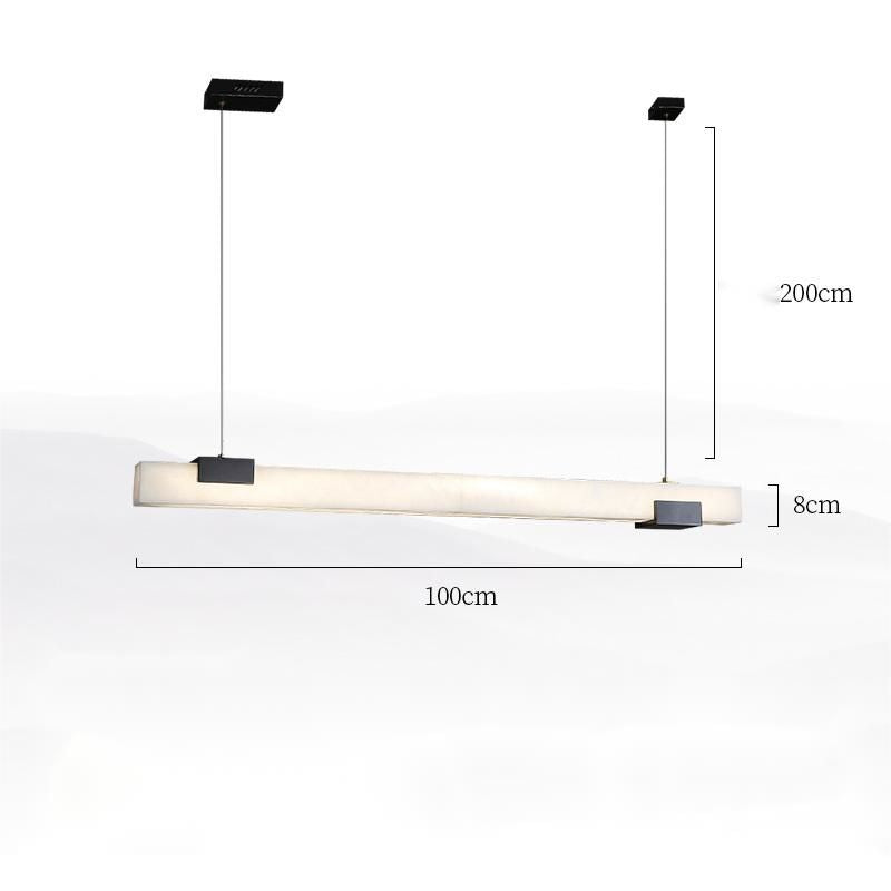 Alabaster Linear Dining Chandelier, in black & alabaster - view 2