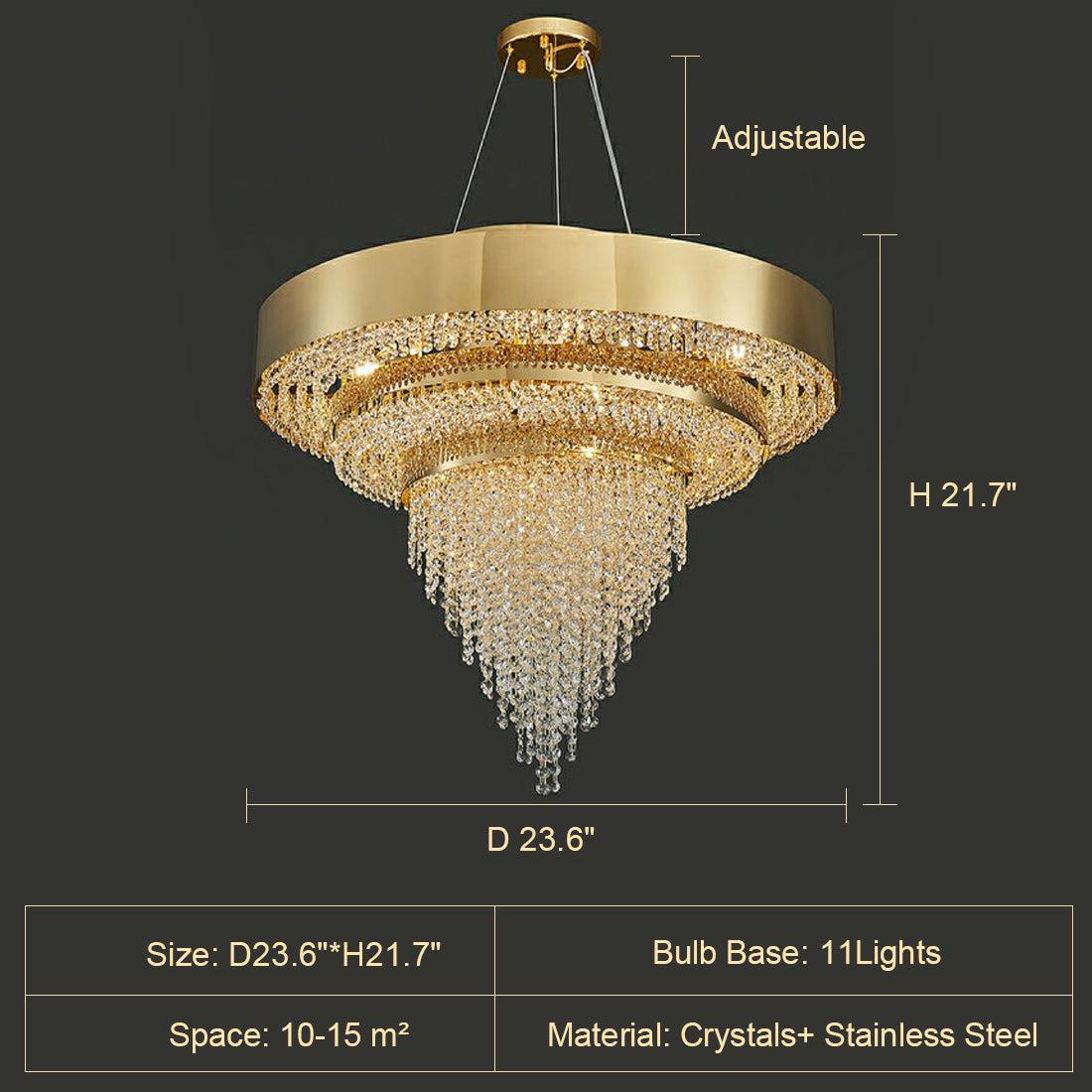 Decorative Gold Round Crystal Living Room Chandelier Light Oval Pendant Lamp For Dining Room Kitchen Table - view 11