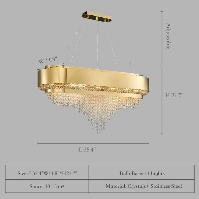 Decorative Gold Round Crystal Living Room Chandelier Light Oval Pendant Lamp For Dining Room Kitchen Table - view 13
