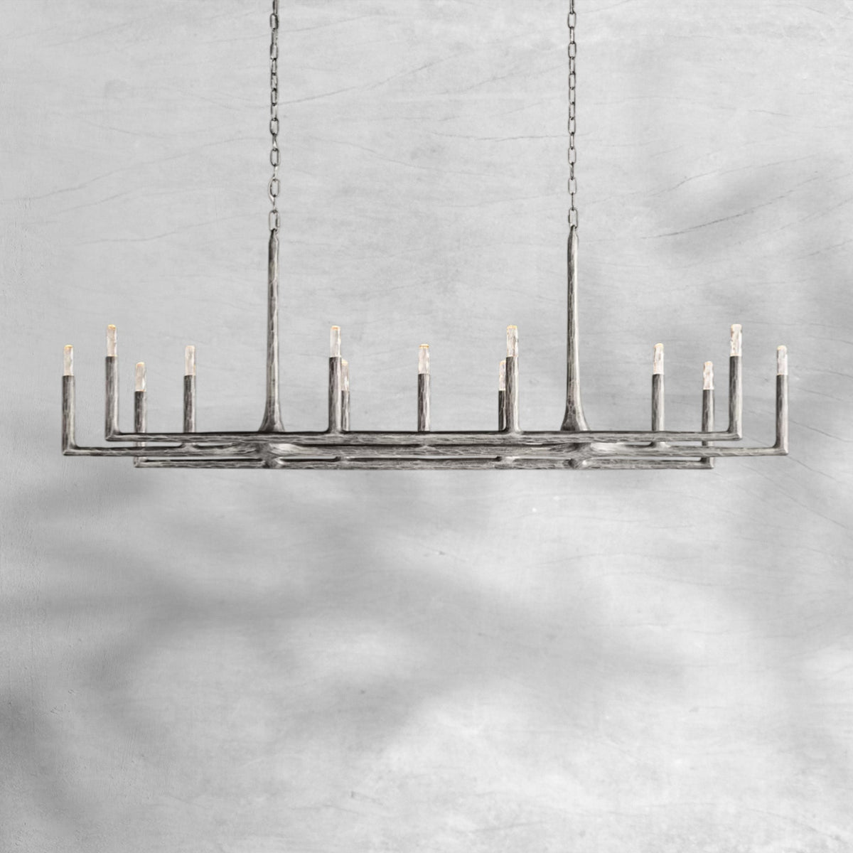 Thalen Forged Linear Chandelier 54" 72" 96", solid brass - view 18
