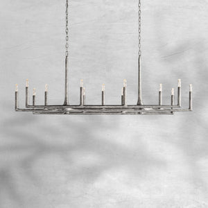 Thalen Forged Linear Chandelier 54" 72" 96", solid brass - view 18
