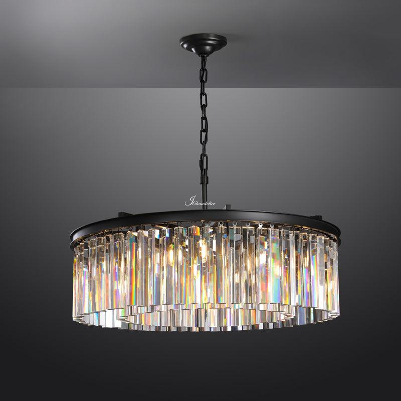 1920s Orion Art Deco Round Chandelier 32"D/43"D