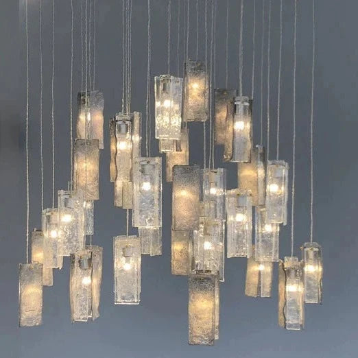 Artistic Colorful Glass Tile Cluster Chandelier for Staircases - view 2