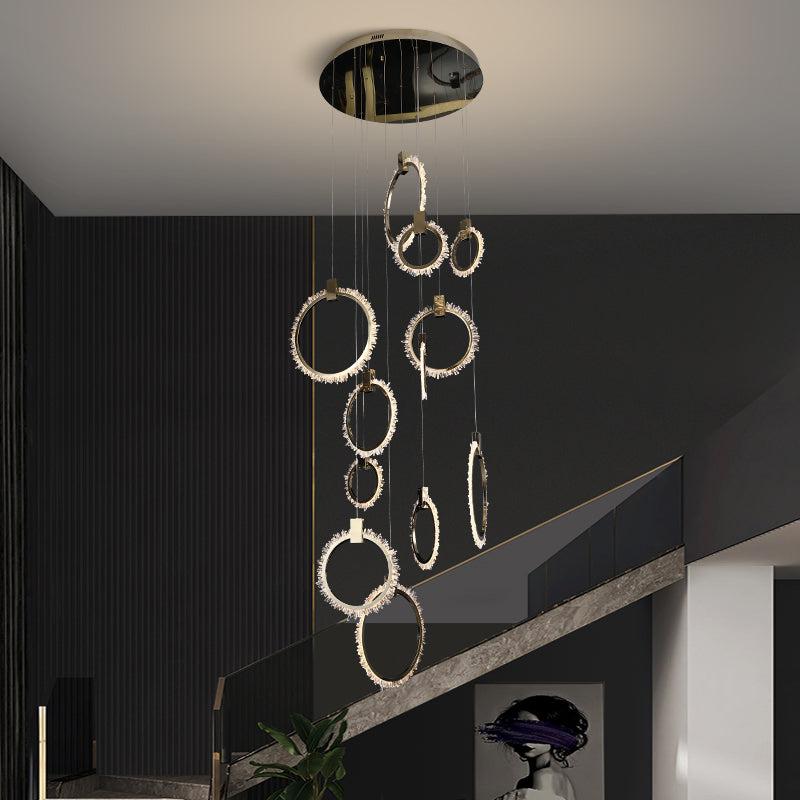 Primary Crystal Cluster 12 Rings Staircase Chandelier - view 4