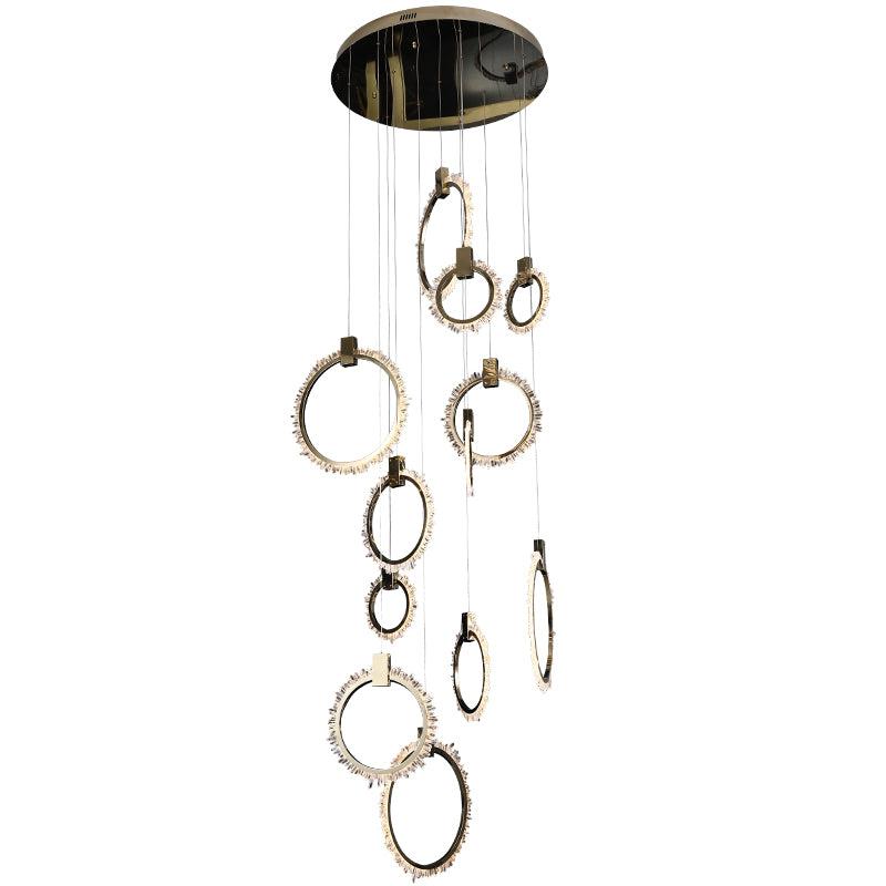 Primary Crystal Cluster 12 Rings Staircase Chandelier - view 5