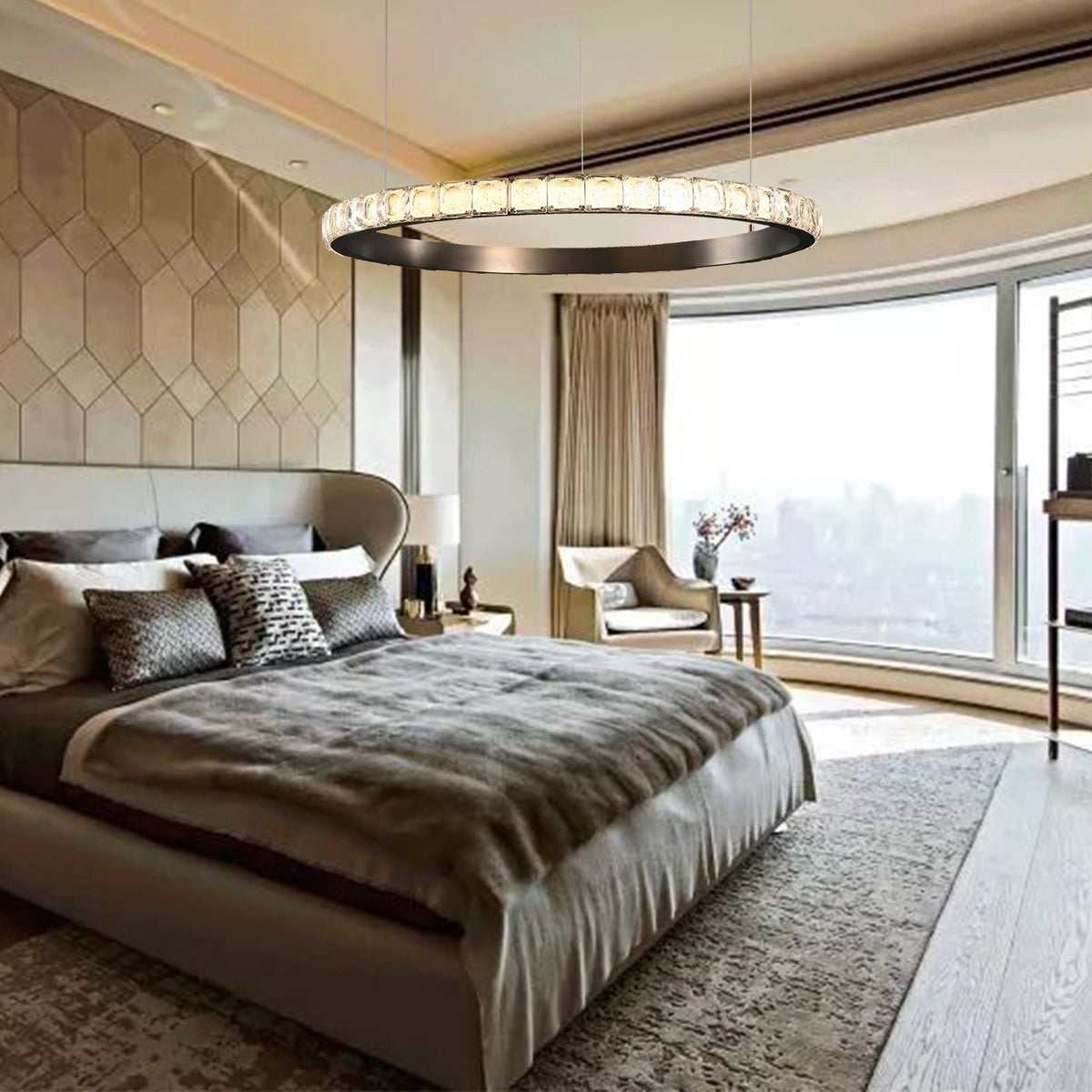 Drake Single-Ring Crystal Chandelier - view 16