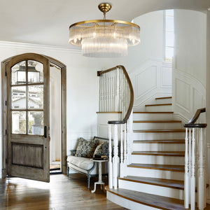Two-Tier Striped Column Round Pendant D800 - Gold, chandelier - view 4