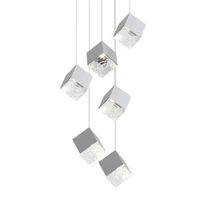 1/3/6/9-Light Multi Glass Ice Cube Metallic Staircase Chandelier - view 7