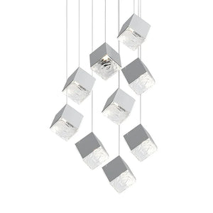 1/3/6/9-Light Multi Glass Ice Cube Metallic Staircase Chandelier - view 8
