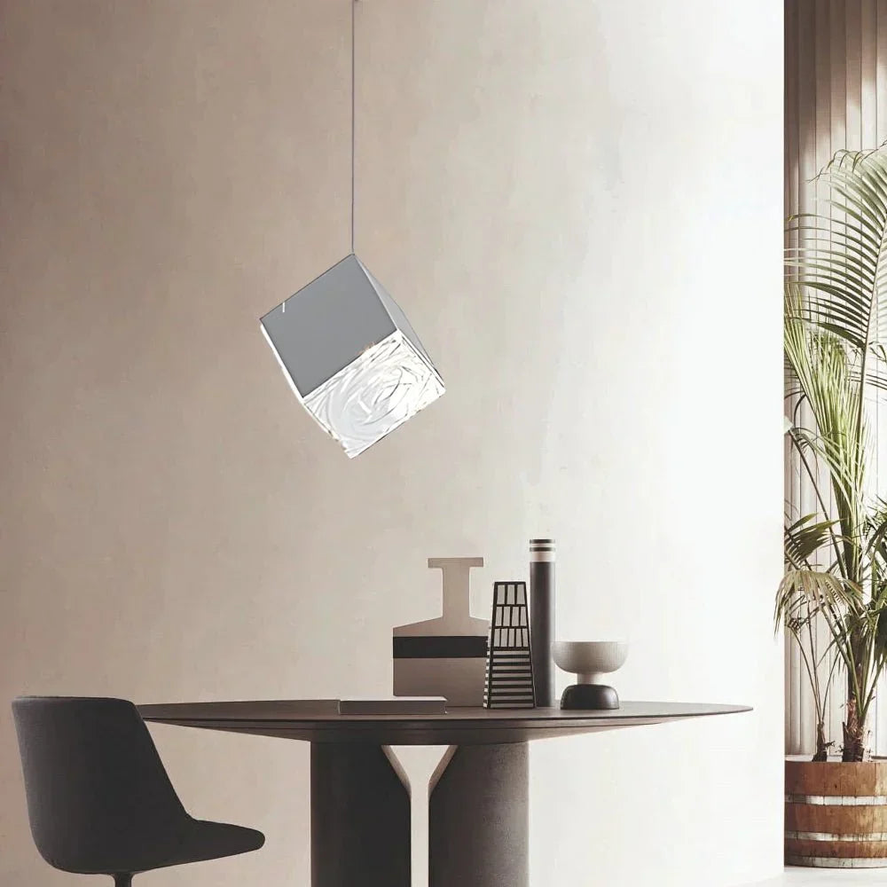 1/3/6/9-Light Multi Glass Ice Cube Metallic Staircase Chandelier - view 13