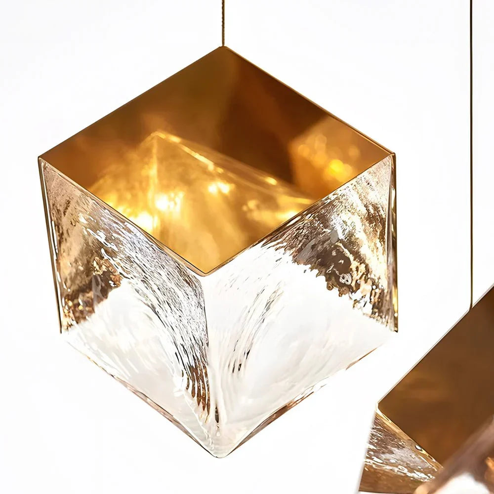 1/3/6/9-Light Multi Glass Ice Cube Metallic Staircase Chandelier - view 16