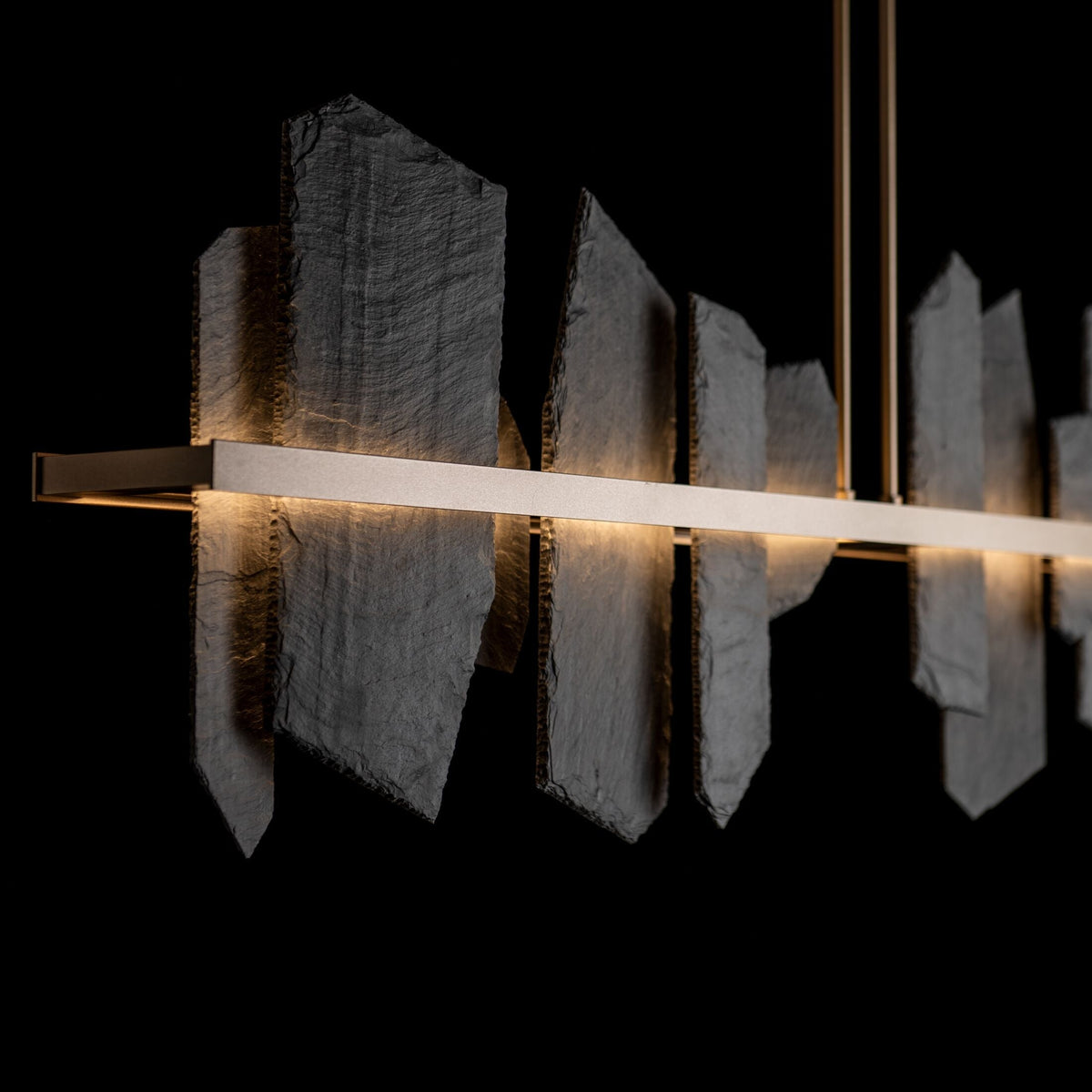 Thalassa Large Hand Made Slate and Steel Linear Chandelier - view 4