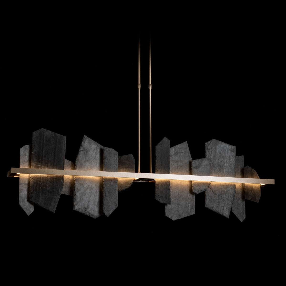 Thalassa Large Hand Made Slate and Steel Linear Chandelier - view 2