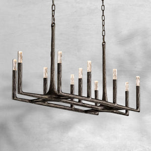 Thalen Forged Linear Chandelier 54" 72" 96", solid brass - view 12