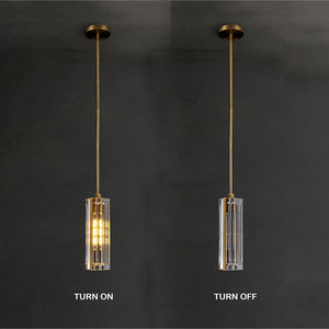 Golden Rectangular Crystal  Pendant Lighting - view 11