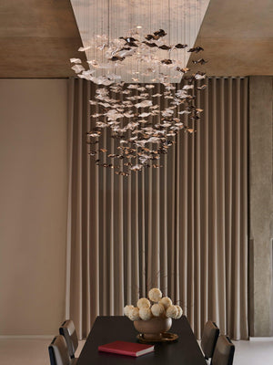 Calliope Coastal Sands Wave Glass Chandelier, Artisic Handmade Glass Chandelier