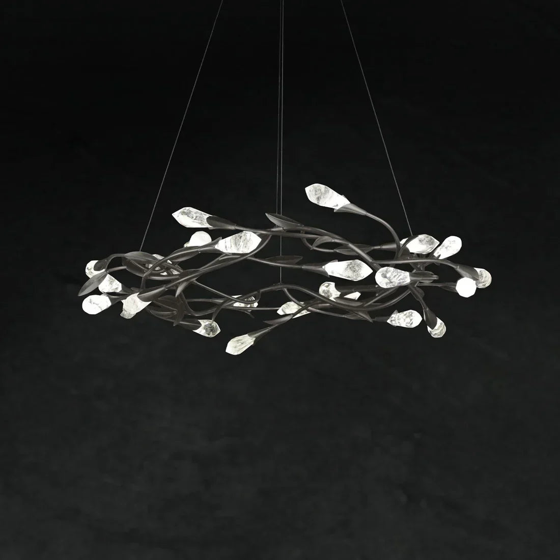 Modern Linear/Round Floral Branches Crystal Chandelier - view 11
