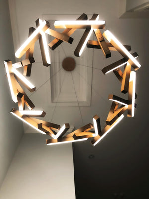 Modern Round/Linear Geometric Aluminum LED Chandelier for Dining Room/Bedroom - view 26