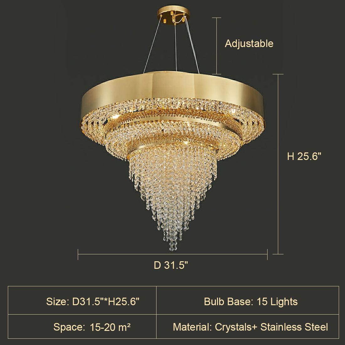Decorative Gold Round Crystal Living Room Chandelier Light Oval Pendant Lamp For Dining Room Kitchen Table - view 9