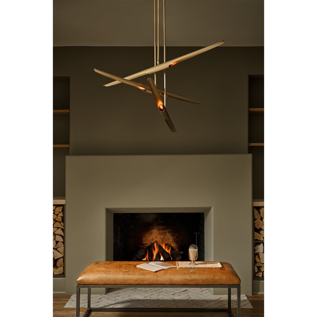 Pulsara Chandelier, steel in natural brass - view 7