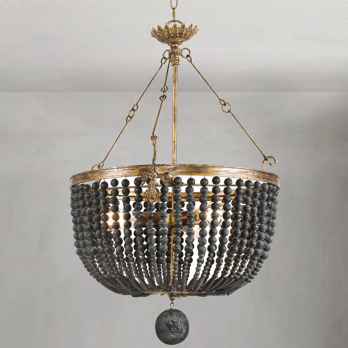 Magnelle Wood Bead Chandelier, in black
