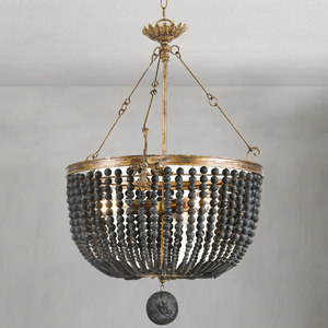 Magnelle Wood Bead Chandelier, in black