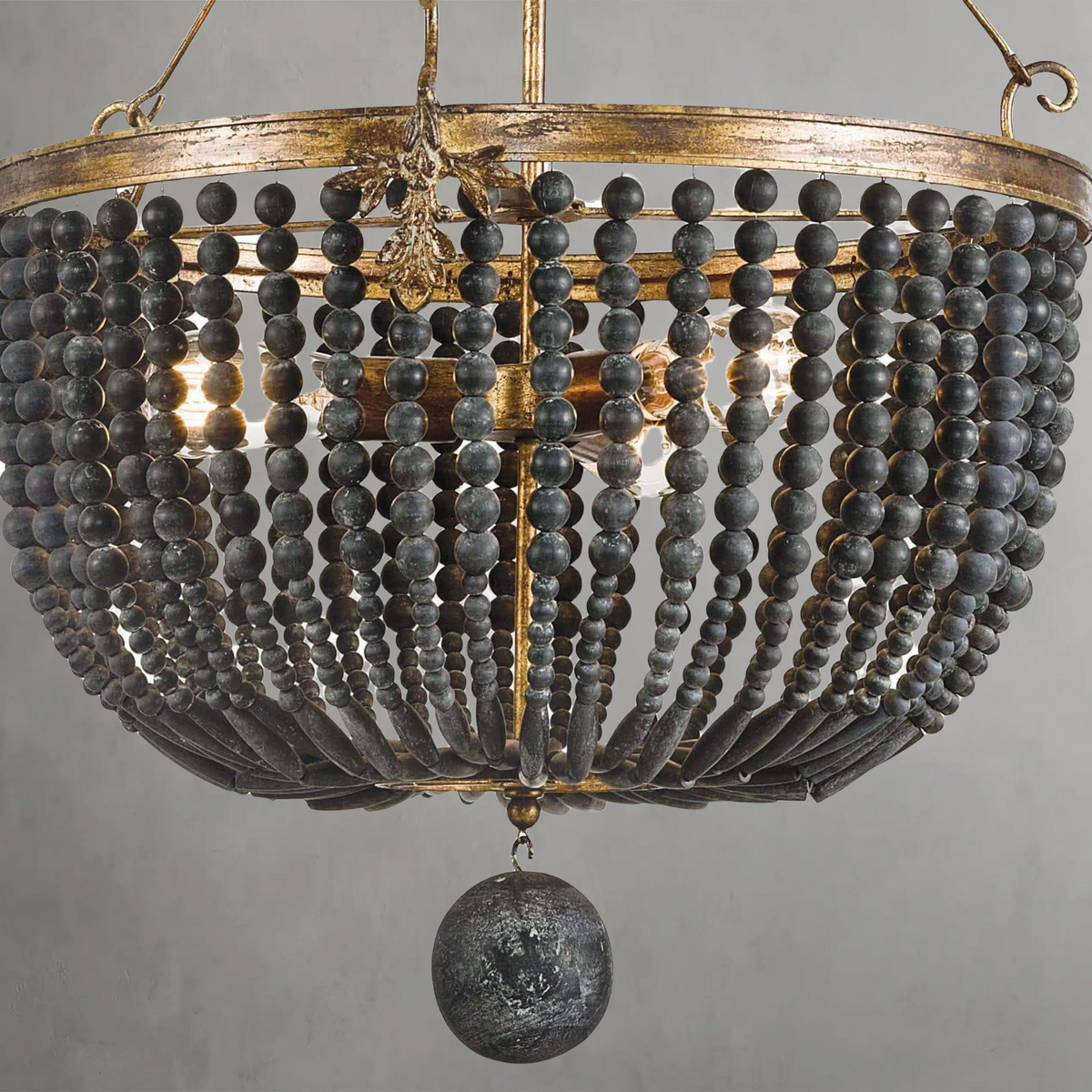 Magnelle Wood Bead Chandelier, in black - view 3