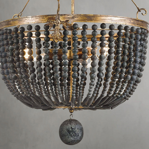 Magnelle Wood Bead Chandelier, in black - view 3