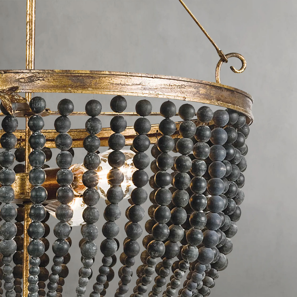 Magnelle Wood Bead Chandelier, in black - view 4