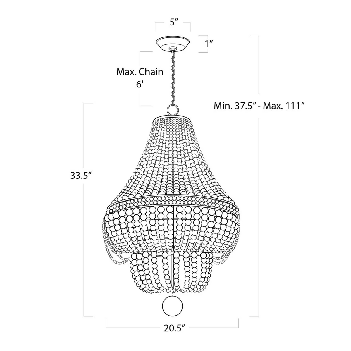 Marisol Chandelier, wood in white - view 16
