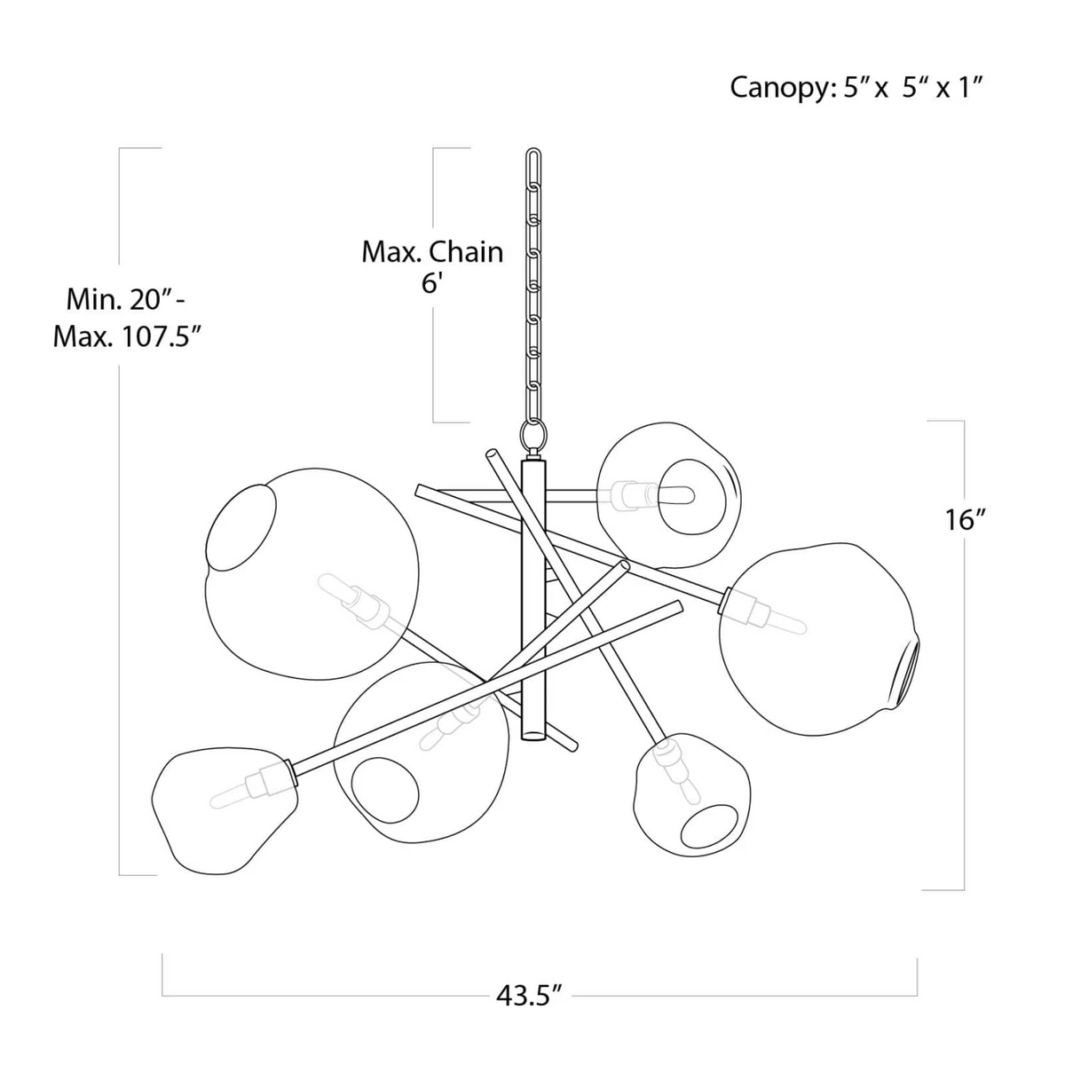 Lumelle Chandelier, glass in polished nickel - view 15