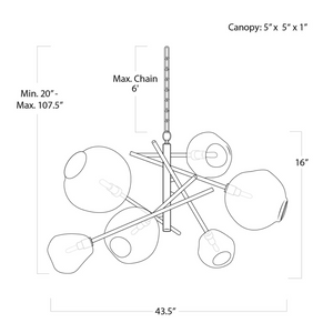 Lumelle Chandelier, glass in polished nickel - view 15