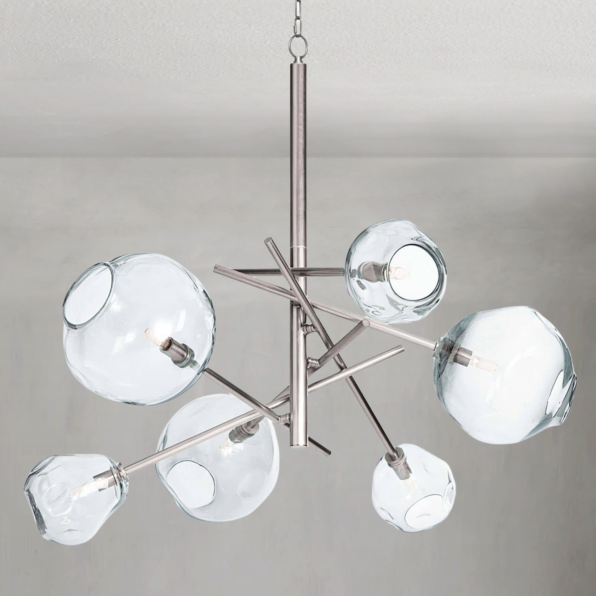 Lumelle Chandelier, glass in polished nickel - view 2