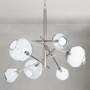 Lumelle Chandelier, glass in polished nickel - view 2