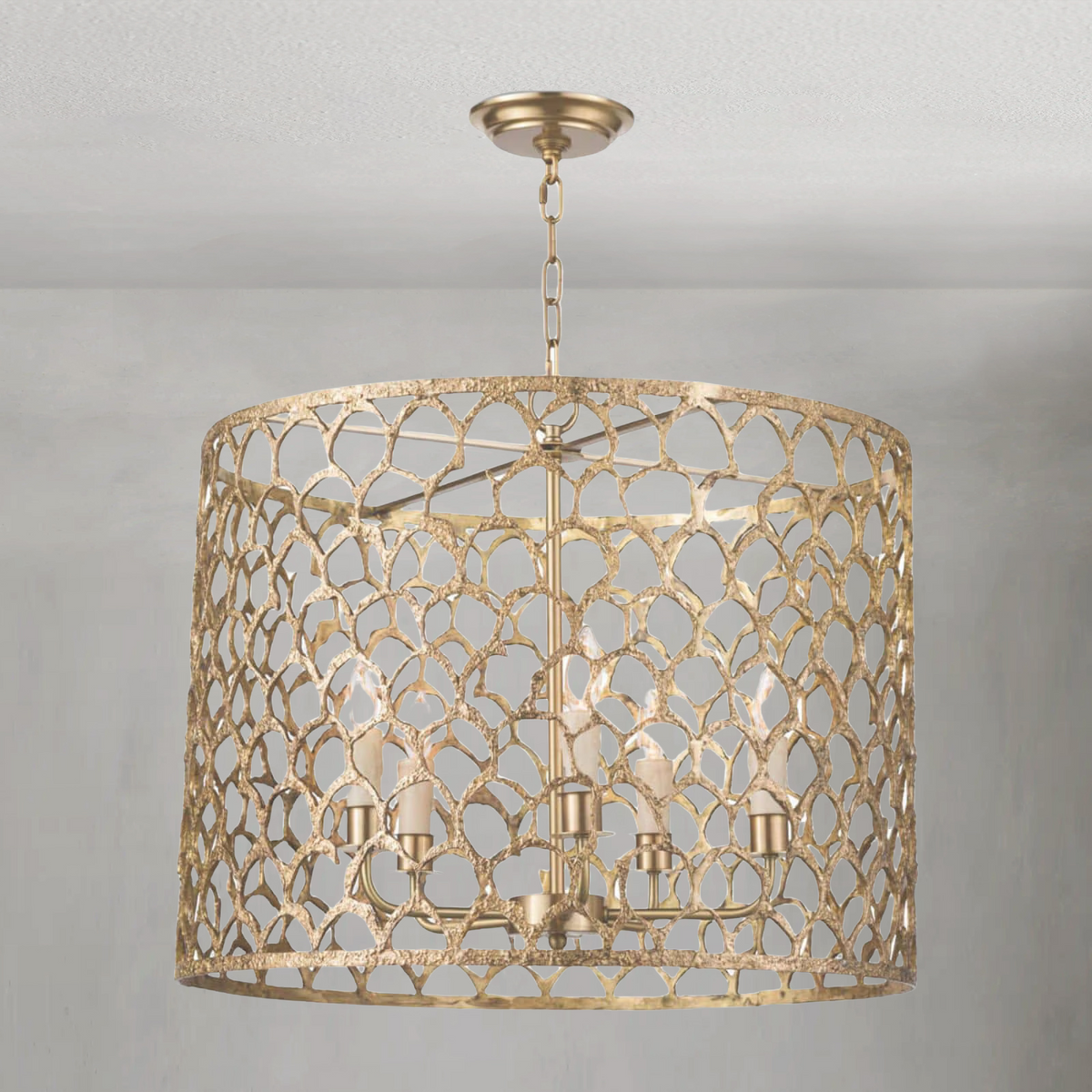 Sorelle Chandelier, brass in natural brass