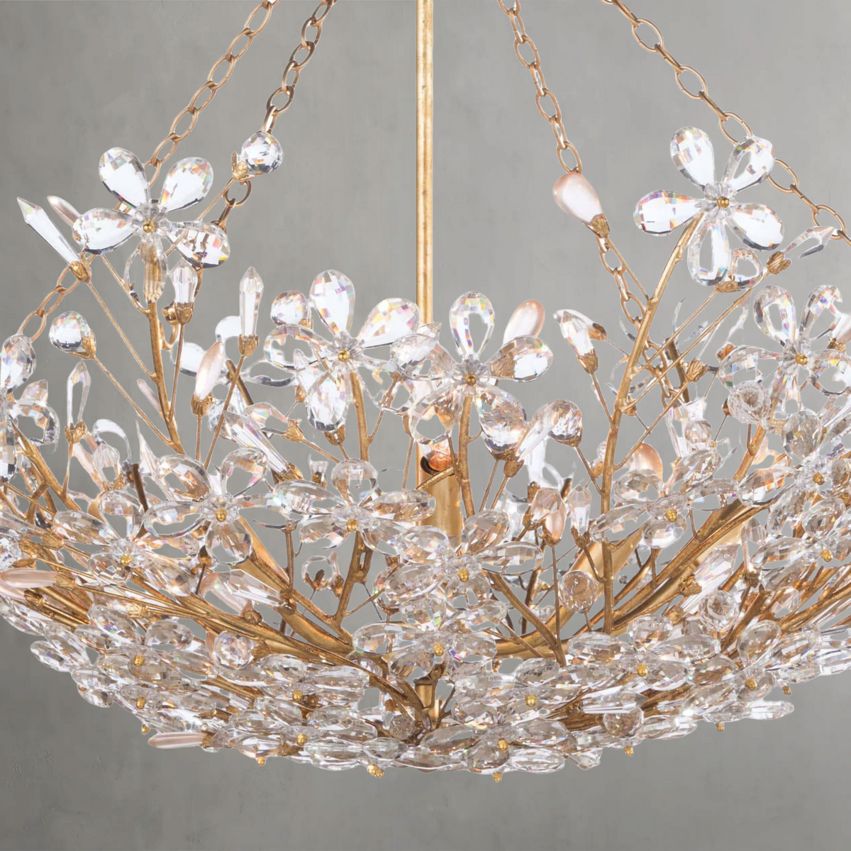 Helios Basin Chandelier, crystal in gold leaf - view 4
