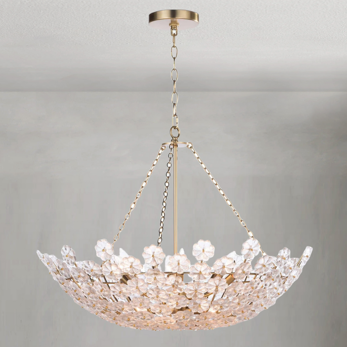 Riviera Chandelier, steel in natural brass