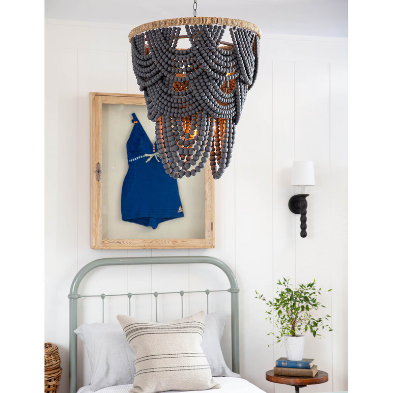 Willara Grey Wood Bead Chandelier - view 7